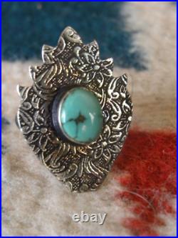 Vintage #8 Turquoise And Sterling Ring Size 6