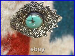 Vintage #8 Turquoise And Sterling Ring Size 6