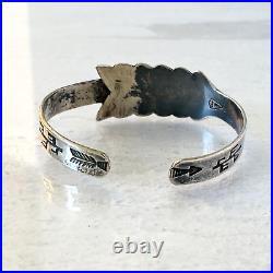 Vintage 900 Coin Silver Native American Arrow Cuff Bracelet Hand Stamped Navajo