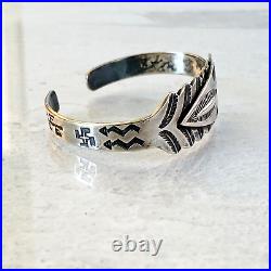 Vintage 900 Coin Silver Native American Arrow Cuff Bracelet Hand Stamped Navajo