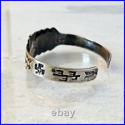 Vintage 900 Coin Silver Native American Arrow Cuff Bracelet Hand Stamped Navajo