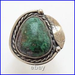 Vintage 925 Southwestern Native American Navajo Feather Turquoise Ring Size 7.75