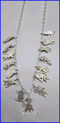 Vintage 925 Sterling Silver Native American Kachina Dancers Tribal Necklace