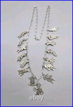 Vintage 925 Sterling Silver Native American Kachina Dancers Tribal Necklace