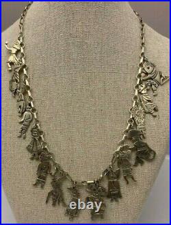 Vintage 925 Sterling Silver Native American Kachina Dancers Tribal Necklace