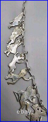 Vintage 925 Sterling Silver Native American Kachina Dancers Tribal Necklace