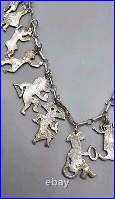 Vintage 925 Sterling Silver Native American Kachina Dancers Tribal Necklace