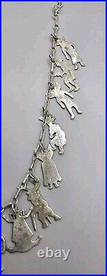 Vintage 925 Sterling Silver Native American Kachina Dancers Tribal Necklace