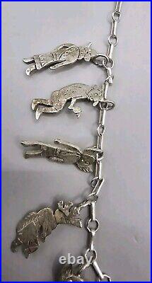 Vintage 925 Sterling Silver Native American Kachina Dancers Tribal Necklace