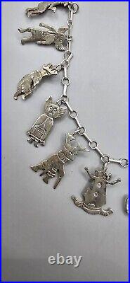 Vintage 925 Sterling Silver Native American Kachina Dancers Tribal Necklace