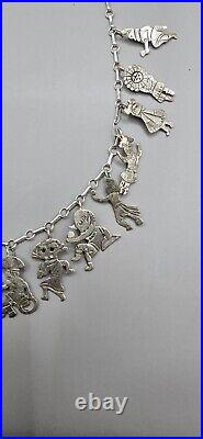 Vintage 925 Sterling Silver Native American Kachina Dancers Tribal Necklace