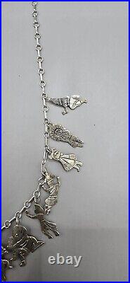 Vintage 925 Sterling Silver Native American Kachina Dancers Tribal Necklace