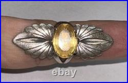Vintage 925 Sterling Silver Native American Oval Citrine Stone Ring