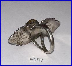 Vintage 925 Sterling Silver Native American Oval Citrine Stone Ring