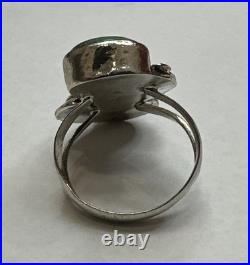 Vintage 925 Sterling Silver Native American Ring With Two Turquoise Stones