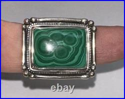 Vintage 925 Sterling Silver Native American Turquoise Square Ring