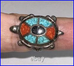 Vintage 925 Sterling Silver Native American Turtle Ring