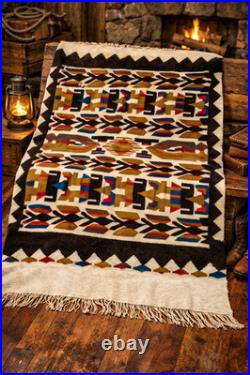 Vintage 94 X 57 WOOL Blanket Rug NATIVE AMERICAN Indigenous Tribal Thunderbird Vintage 94 X 57 WOOL Blanket Rug NATIVE AMERICAN Indigenous Tribal Thunderbird