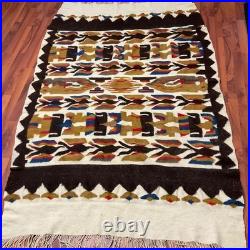 Vintage 94 X 57 WOOL Blanket Rug NATIVE AMERICAN Indigenous Tribal Thunderbird