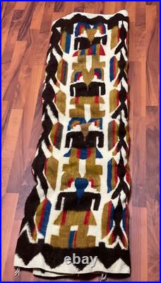 Vintage 94 X 57 WOOL Blanket Rug NATIVE AMERICAN Indigenous Tribal Thunderbird