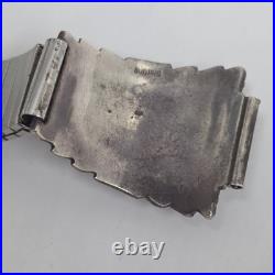 Vintage A Navajo Native American Turquoise & Coral Silver Wofl Watchband