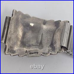 Vintage A Navajo Native American Turquoise & Coral Silver Wofl Watchband