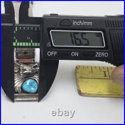 Vintage A Navajo Native American Turquoise & Coral Silver Wofl Watchband