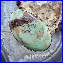 Vintage Adam Fierro Sterling Large Oval Royston Turquoise Split Shank Ring Sz 9