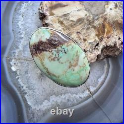 Vintage Adam Fierro Sterling Large Oval Royston Turquoise Split Shank Ring Sz 9