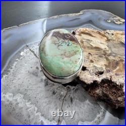 Vintage Adam Fierro Sterling Large Oval Royston Turquoise Split Shank Ring Sz 9
