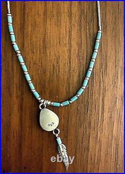 Vintage American Authentic 925 Sterling Silver Turquoise Necklace