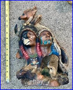 Vintage Antique Native American Indian Dual Bust Sitting Bull Squanto Unique