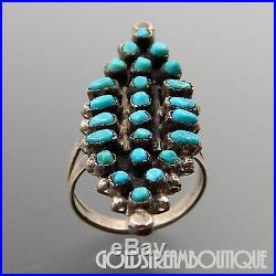 Vintage Arnie Gasper Zuni 925 Silver Snake Eye Turquoise Marquise Cluster Ring