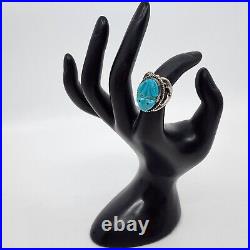 Vintage Beautiful Native American Sterling Silver Carved Blue Turquoise Frog 5.5