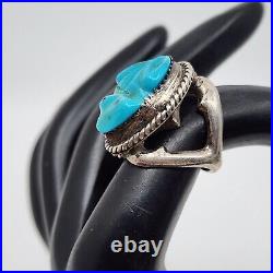 Vintage Beautiful Native American Sterling Silver Carved Blue Turquoise Frog 5.5 Vintage Beautiful Native American Sterling Silver Carved Blue Turquoise Frog 5.5