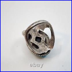 Vintage Beautiful Native American Sterling Silver Carved Blue Turquoise Frog 5.5