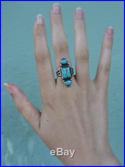 Vintage Beauty Navajo Indian Sterling Silver Turquoise Ring