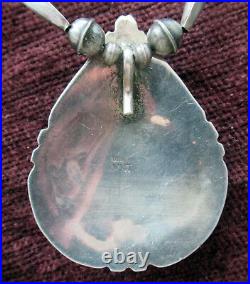 Vintage Bench Bead Navajo Sterling Necklace Pendant 51 Grams, 2 1/2 In Pendant