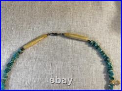 Vintage Boho Tribal Bone & Turquoise Style Necklace Southwestern Native