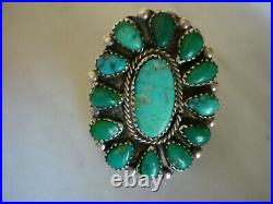 Vintage Cerrillos Turquoise Petit Point Cluster Sterling Silver Ring Size 9