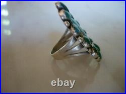 Vintage Cerrillos Turquoise Petit Point Cluster Sterling Silver Ring Size 9
