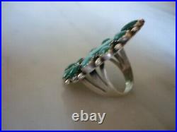 Vintage Cerrillos Turquoise Petit Point Cluster Sterling Silver Ring Size 9