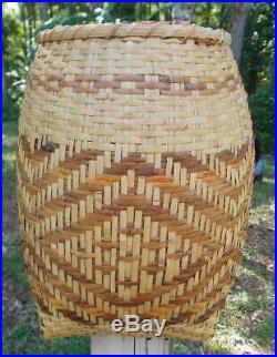 Vintage Cherokee Native American Indian River Cane Storage Olla Basket 11 1/2