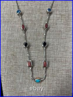 Vintage Christian Wolf Sterling silver Reversible stone necklace
