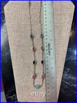 Vintage Christian Wolf Sterling silver Reversible stone necklace