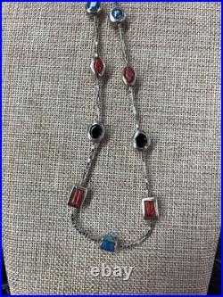 Vintage Christian Wolf Sterling silver Reversible stone necklace
