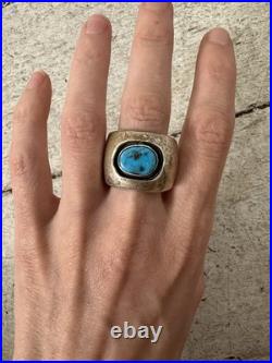 Vintage Chunky Native American Turquoise Mens Ring Size 10