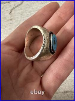 Vintage Chunky Native American Turquoise Mens Ring Size 10
