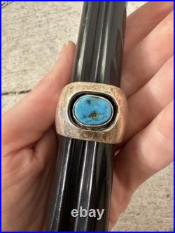 Vintage Chunky Native American Turquoise Mens Ring Size 10