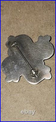 Vintage Cluster Work Native American Turquoise Brooch Sterling Silver